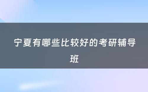 宁夏有哪些比较好的考研辅导班