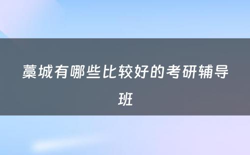 藁城有哪些比较好的考研辅导班