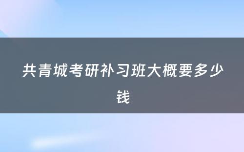 共青城考研补习班大概要多少钱