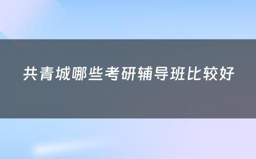 共青城哪些考研辅导班比较好