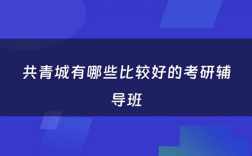 共青城有哪些比较好的考研辅导班