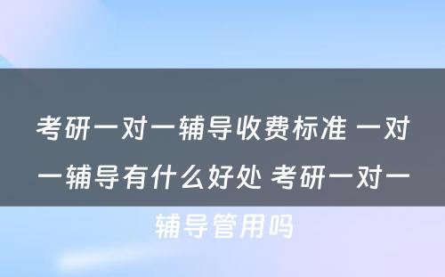 考研一对一辅导收费标准 一对一辅导有什么好处 考研一对一辅导管用吗