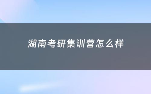 湖南考研集训营怎么样