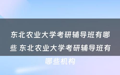 东北农业大学考研辅导班有哪些 东北农业大学考研辅导班有哪些机构