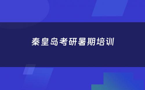 秦皇岛考研暑期培训