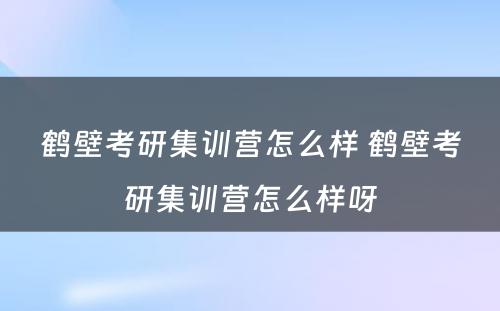 鹤壁考研集训营怎么样 鹤壁考研集训营怎么样呀